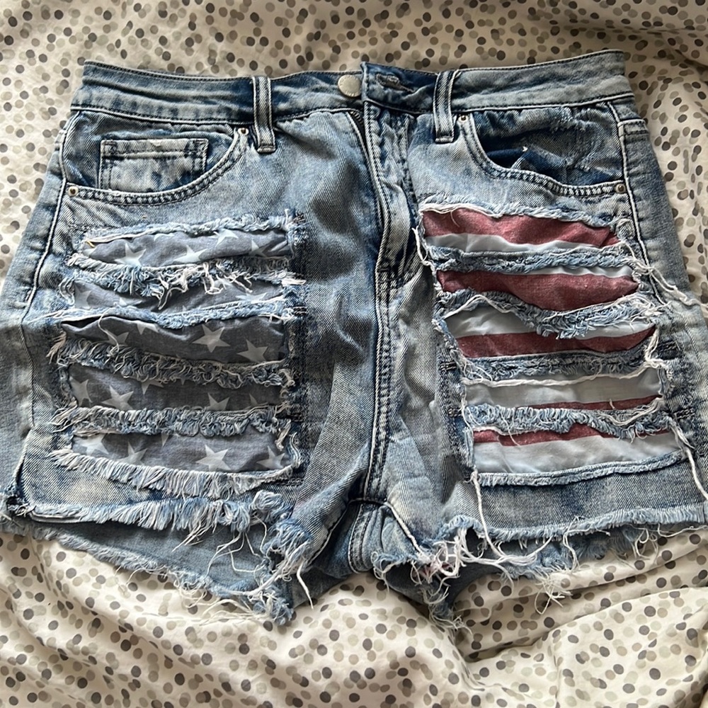 High waisted American flag shorts